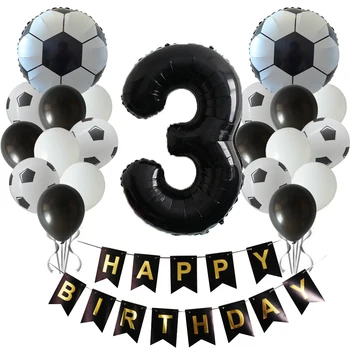 Набор воздушных шаров из футбольной фольги 34шт, 32-дюймовый Черный Номер Globos, Украшение для футбольной спортивной вечеринки для мальчиков, Принадлежности для вечеринки по случаю Дня рождения