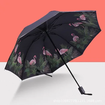 Flamingo Van Gogh Art Painting Зонтик Женский Мужской Солнцезащитный Парагвай с защитой от ультрафиолета, виниловые складные зонты от дождя, открытый зонтик для взрослых