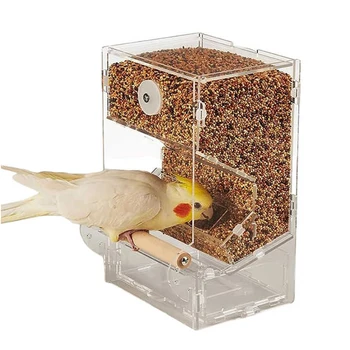 Минималистичный Прозрачный акриловый дозатор корма для семян попугаев, автоматическая подвесная кормушка для птиц в клетках