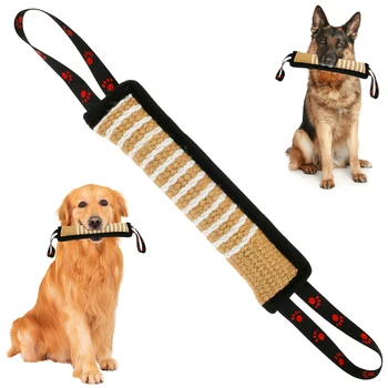 Новая игрушка для перетягивания собак, льняная подушка для дрессировки собак от укусов с 2 ручками, интерактивная игрушка для укусов собак, которую легко чистить, игрушка для укусов собак для