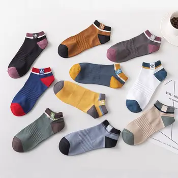 10 пар красочных мужских носков, модные впитывающие пот хлопчатобумажные носки с кленовым листом, Спортивные Носки с низкой манжетой, женские