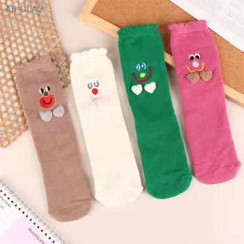 Милые женские носки с сердечками из натуральной шерсти, зимние пушистые носки, забавный подарок из мультфильма Каваи.