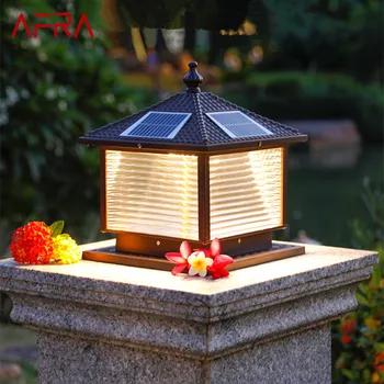 Лампа AFRA Solar Post LED для наружного креативного полосатого стекла Simple Pillar Light Водонепроницаемый IP65 для дома, виллы, двора